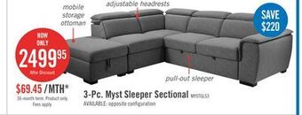 The Brick Myst 3-piece left-facing linen-look fabric sleeper sectional - ash offer