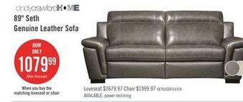 The Brick Seth genuine leather sofa - grey offer