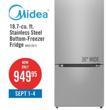 The Brick Midea 18.7 cu. ft. bottom-freezer refrigerator - mrb19b7ast offer
