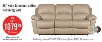 The Brick Kobe genuine leather reclining sofa - stone offer