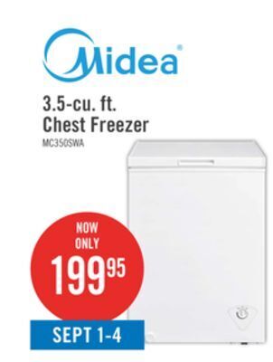 The Brick Midea 3.5 cu. ft. chest freezer mc350swar0rc1 offer