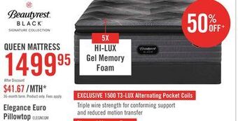 The Brick Beautyrest black signature elegance euro pillowtop queen mattress offer