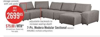 The Brick Modera 7-piece linen-look fabric modular sectional with 1 console - grey offer