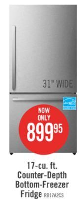 The Brick Hisense 17 cu. ft. counter-depth bottom-mount refrigerator - rb17a2cse offer