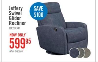 The Brick Jeffery velvet swivel glider recliner - indigo offer