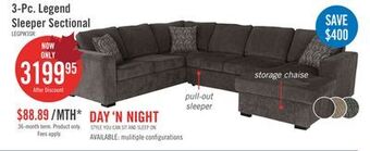 The Brick Legend 3-piece right-facing chenille sleeper sectional sofa - pewter offer