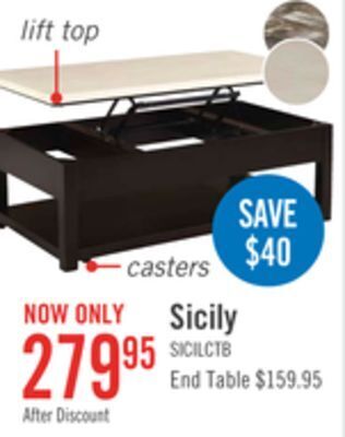 The Brick Sicily coffee table with lift-top and casters beige offer