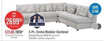 The Brick Evolve linen-look fabric 5-piece modular sectional with 4 armless chairs - light grey offer
