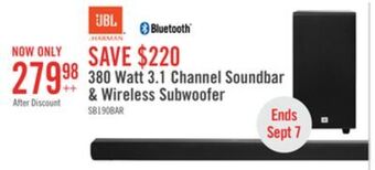 The Brick Jbl 2.1-channel soundbar with wireless subwoofer offer