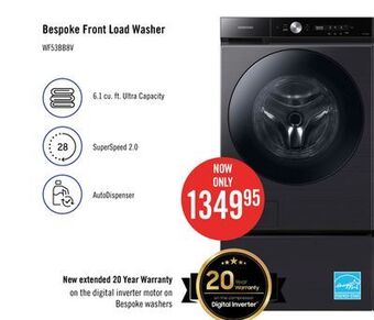 The Brick Samsung bespoke 6.1 cu. ft. smart front-load washer - wf53bb8700avus offer