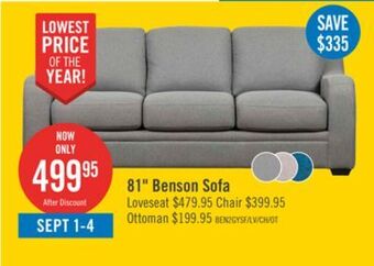 The Brick Benson linen-look fabric sofa - grey offer