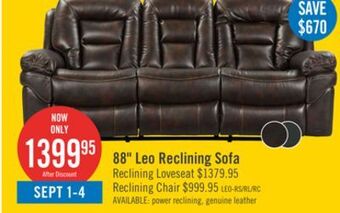 The Brick Leo leath-aire fabric reclining sofa - walnut offer
