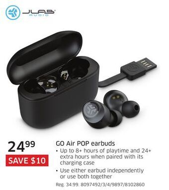 The Source Jlab go air pop earbuds offer