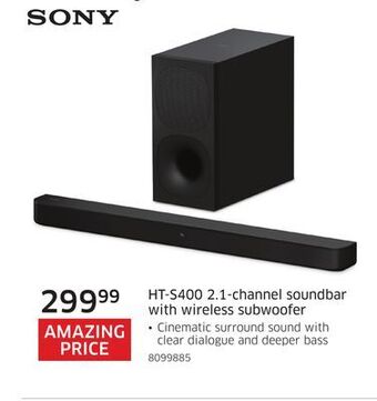 The Source Sony ht-s400 2.1-channel soundbar with wireless subwoofer offer