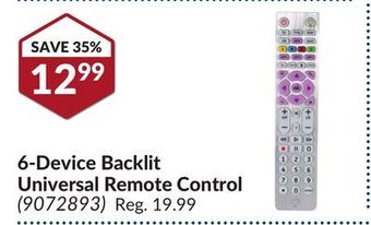 Princess Auto 6-device backlit universal remote control offer