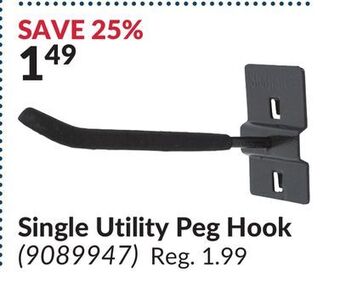 Princess Auto Single utility peg hook offer