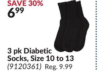 Princess Auto 3 pk diabetic socks, size 10 to 13 offer