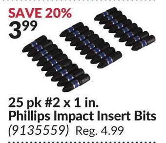 Princess Auto 25 pk #2 x 1 in. phillips impact insert bits offer