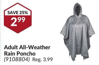 Princess Auto Adult all-weather rain poncho offer