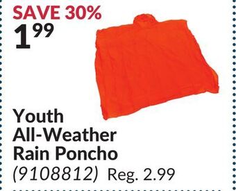 Princess Auto Youth all-weather rain poncho offer