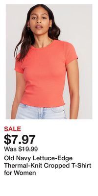 Old Navy Old navy lettuce-edge thermal-knit cropped t-shirt for women offer