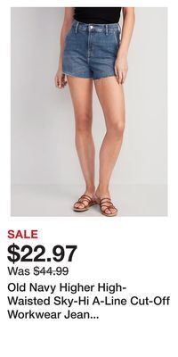 Old Navy Old navy higher high-waisted sky-hi a-line cut-off workwear jean shorts for women -- 3-inch inseam offer