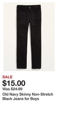 Old Navy Old navy skinny non-stretch black jeans for boys offer
