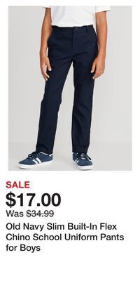 Old Navy Old navy slim built-in flex chino school uniform pants for boys offer