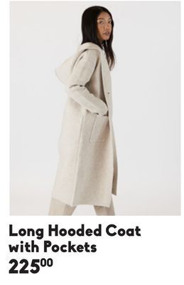 Long hooded coat with pockets