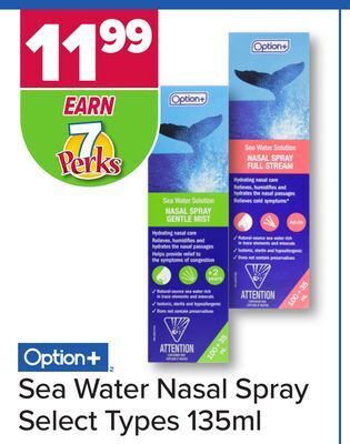 PharmaChoice Option+ sea water nasal spray offer