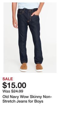 Old Navy Old navy wow skinny non-stretch jeans for boys offer