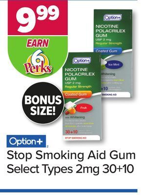 PharmaChoice Option+ stop smoking aid gum offer