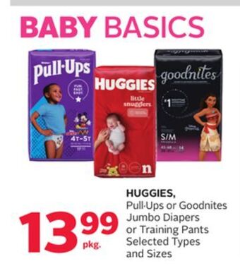 Rexall Huggies, pull. ups or goodnites jumbo diapers or training pants offer