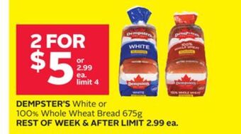 Rexall Dempster's white or 100% whole wheat bread offer