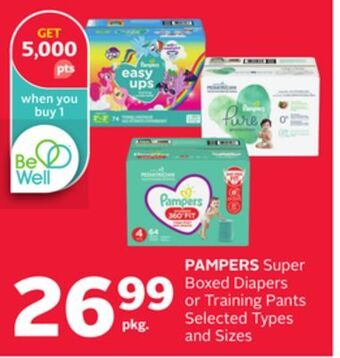 Rexall Pampers super boxed diapers or training pants offer