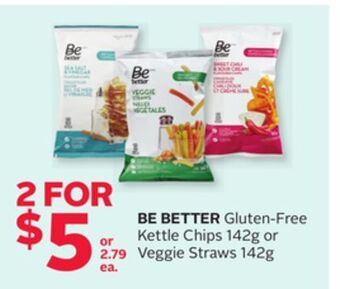 Rexall Be better gluten-free kettle chips 142g or veggie straws 142g offer