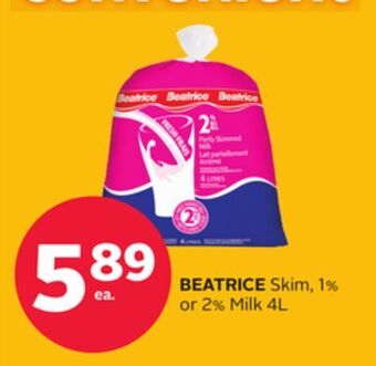 Rexall Beatrice skim, 1% or 2% milk offer