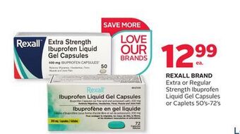 Rexall Rexall brand extra or regular strength ibuprofen liquid gel capsules or caplets offer