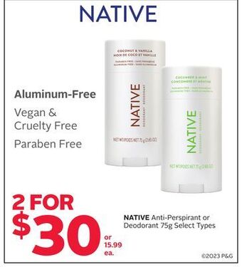 Rexall Native anti-perspirant or deodorant offer