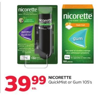 Rexall Nicorette quickmist or gum 105' s offer