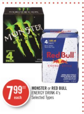 Shoppers Drug Mart Monster or red bull energy drink offer