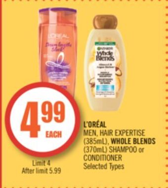 Shoppers Drug Mart L'oréal men, hair expertise (385ml), whole blends (370ml) shampoo or conditioner offer
