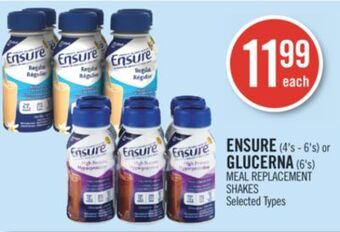 Shoppers Drug Mart Ensure (4's - 6's) or glucerna (6's) meal replacement shakes offer