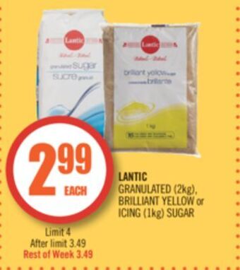 Shoppers Drug Mart Lantic granulated (2kg), brilliant yellow or icing (1kg) sugar offer