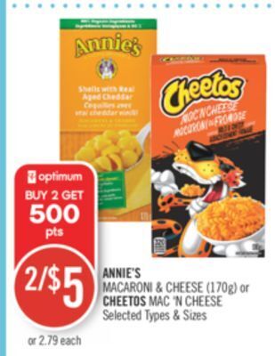 Shoppers Drug Mart Annie's macaroni & cheese (170 g) or cheetos mac n cheese offer