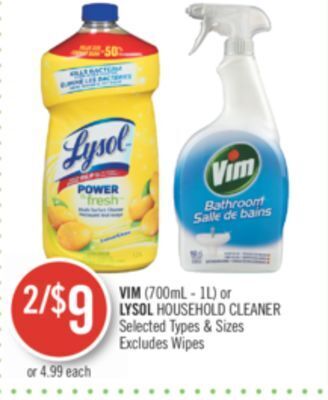 Shoppers Drug Mart Vim or lysol household cleaner offer