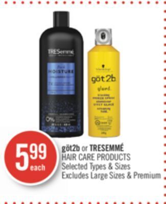 Shoppers Drug Mart Got2b or tresemme hair care products offer