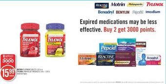 Shoppers Drug Mart Motrin platinum caplets (18's) or tylenol pain relief products (18's - 150's) offer