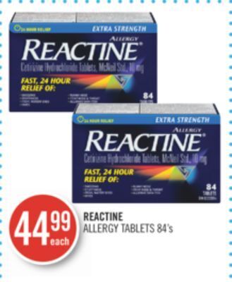 Shoppers Drug Mart Reactine allergy tablets offer