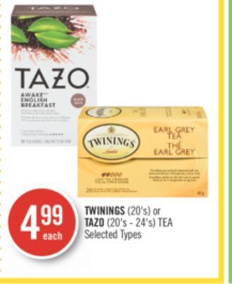 Shoppers Drug Mart Twinings (20's) or tazo (20's - 24's) tea offer